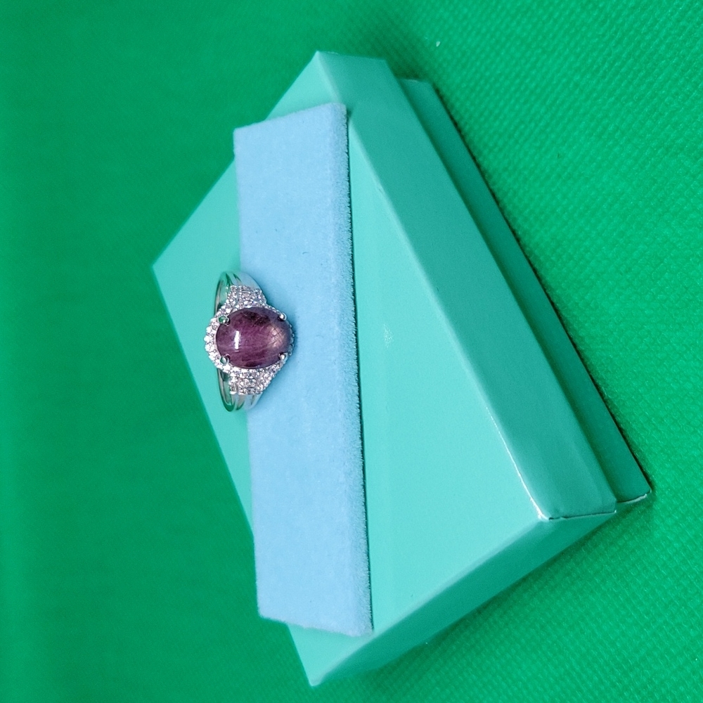 Ruby Star White Zircon Ring. Size 9